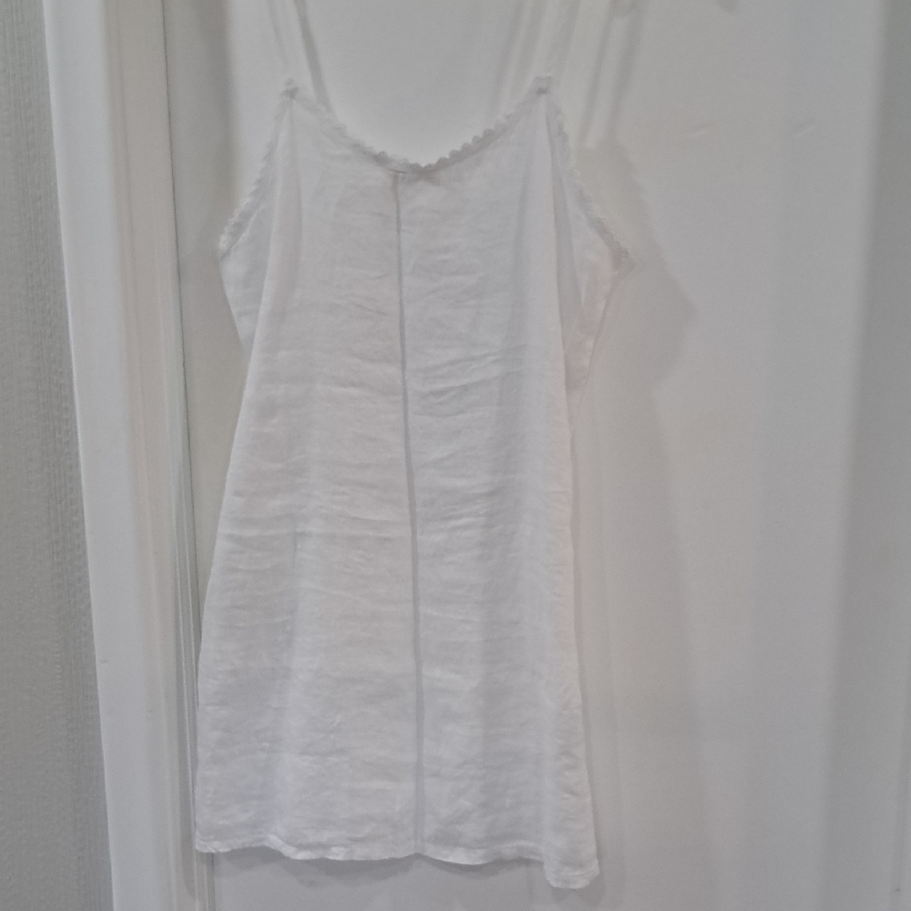 Terzo Millennio White Linen Cami Slip Dress - Lightweight Summer Top